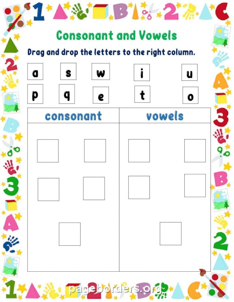 FREE Vowels Consonants Letter Sorting Cut And Paste Jar Worksheets