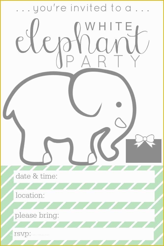 Free White Elephant Party Invitation Template Of White Elephant Party 