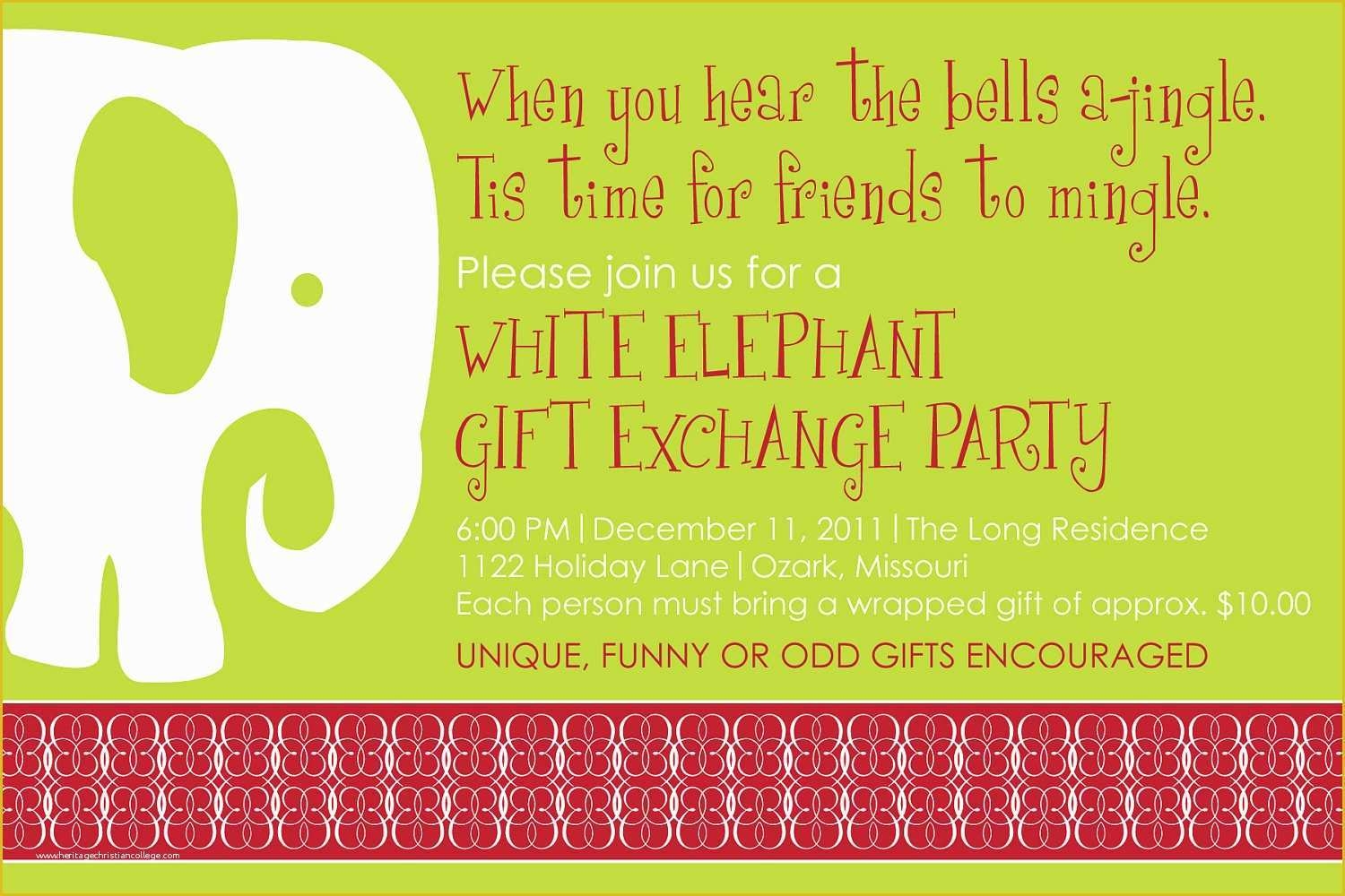 Free White Elephant Party Invitation Template Of White Elephant 