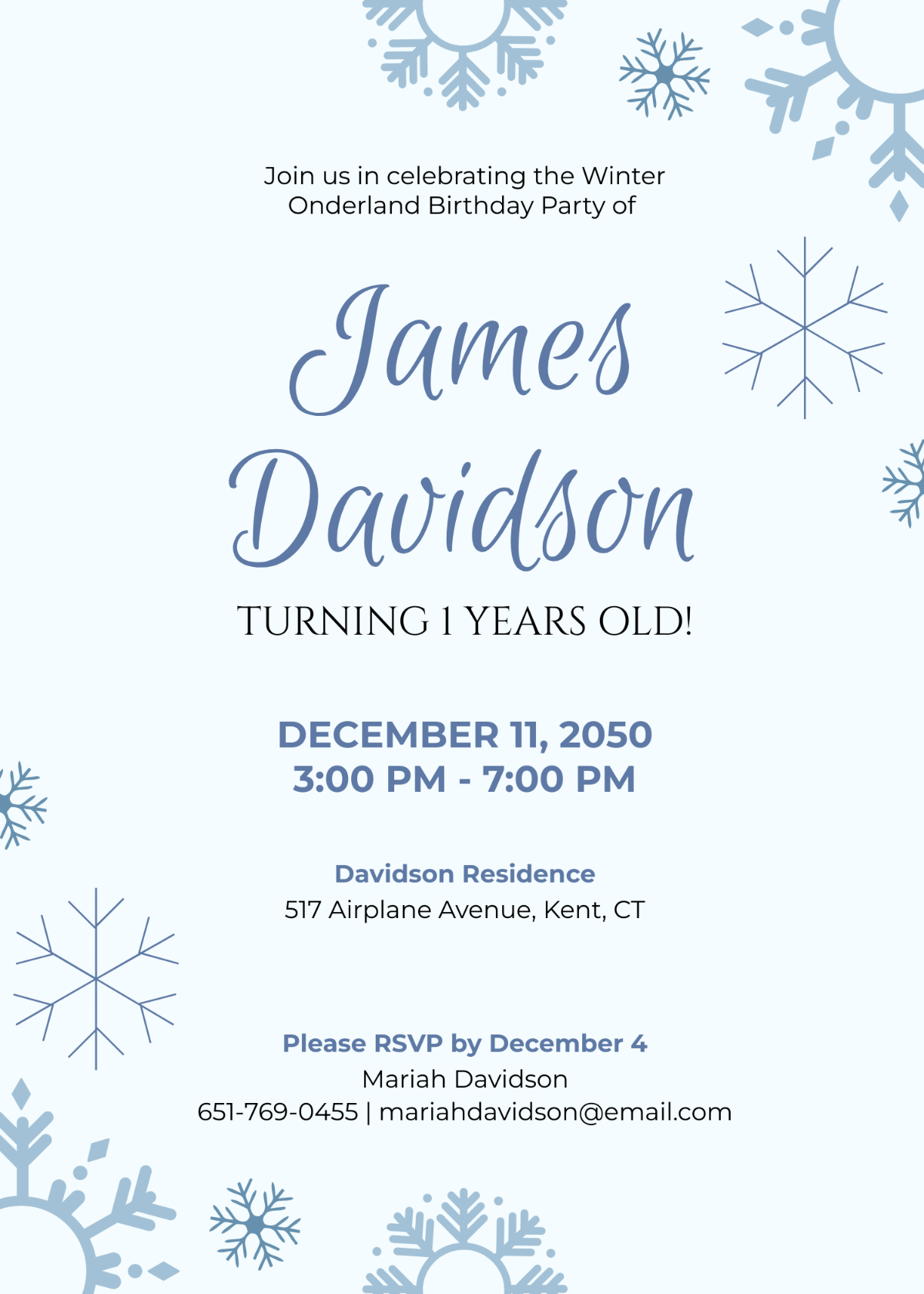 Free Winter Onederland Party Invitation Template To Edit Online