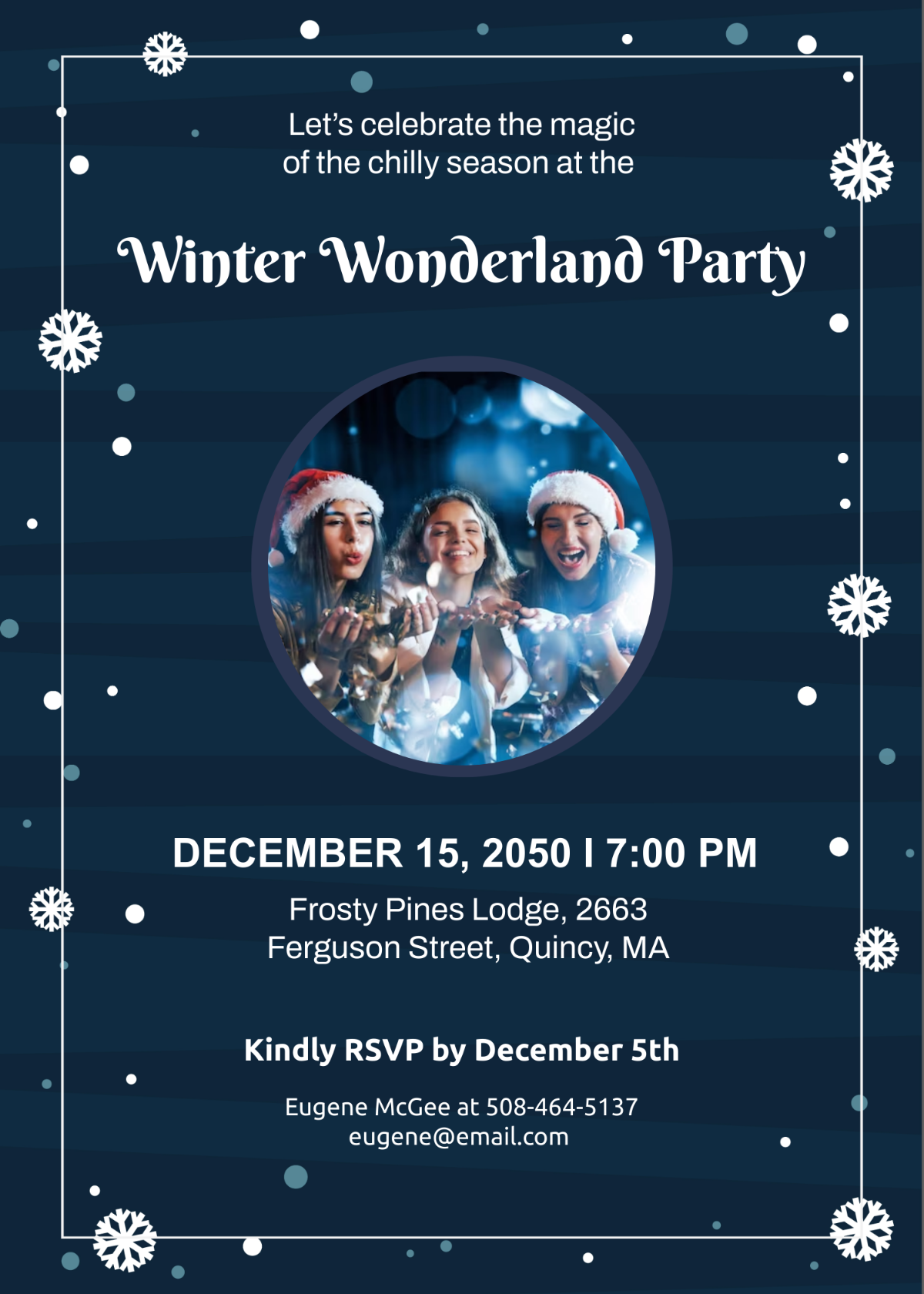 Free Winter Party Invitation With Photo Template To Edit Online
