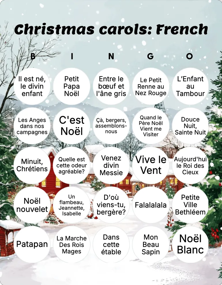 french bingo cards printable