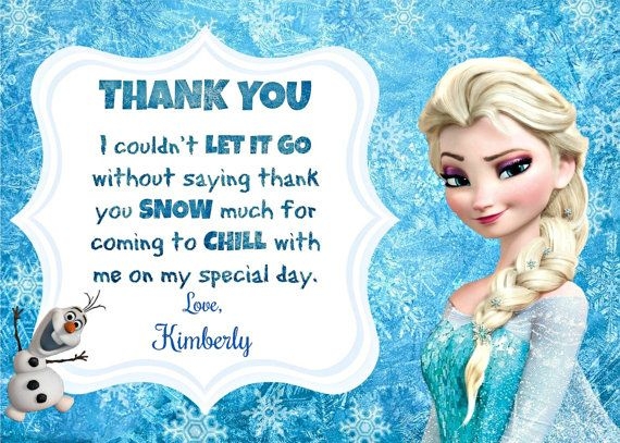 Frozen Thank You Card Disney Frozen Inspired Thank You Card 