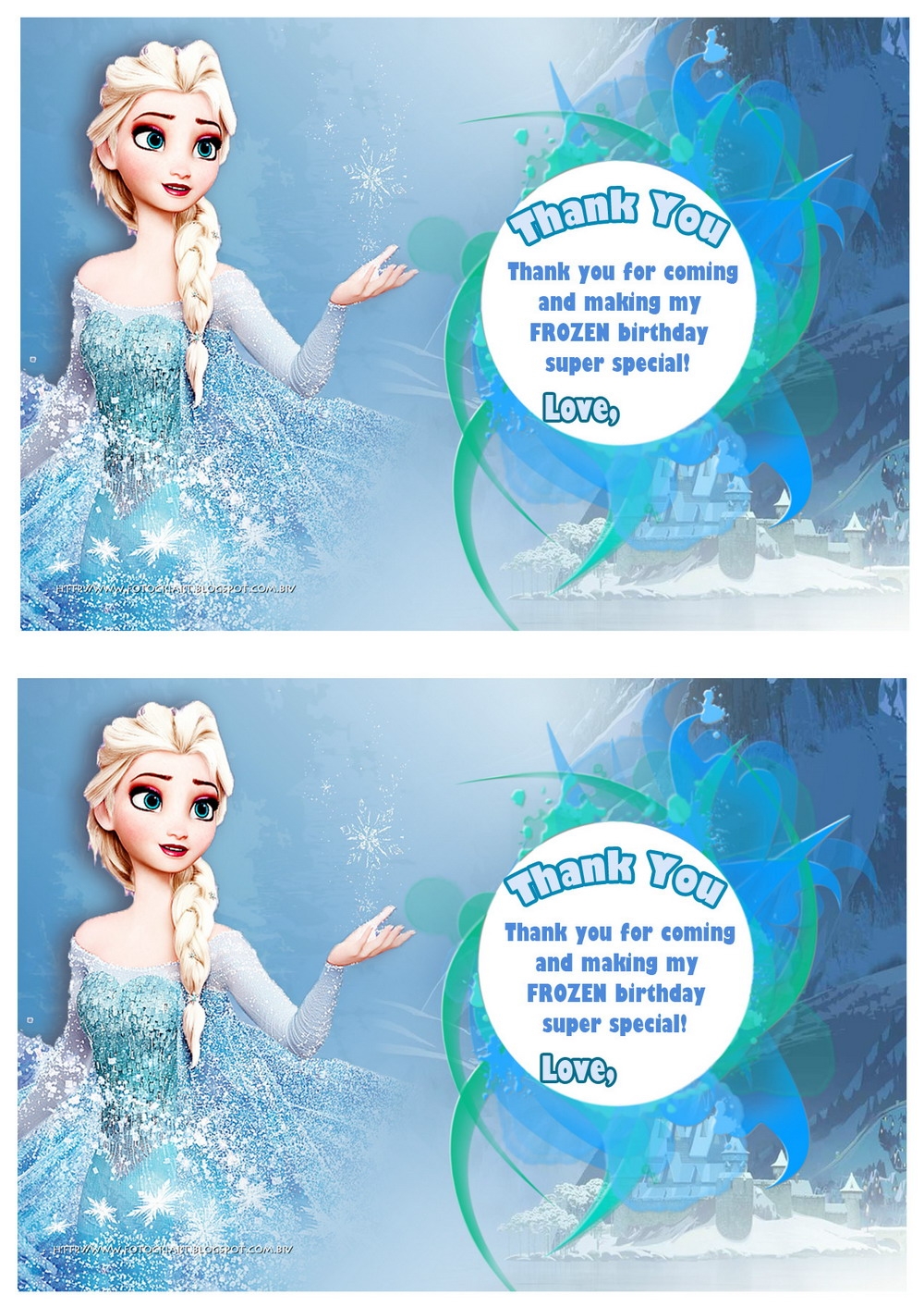 frozen thank you card printable