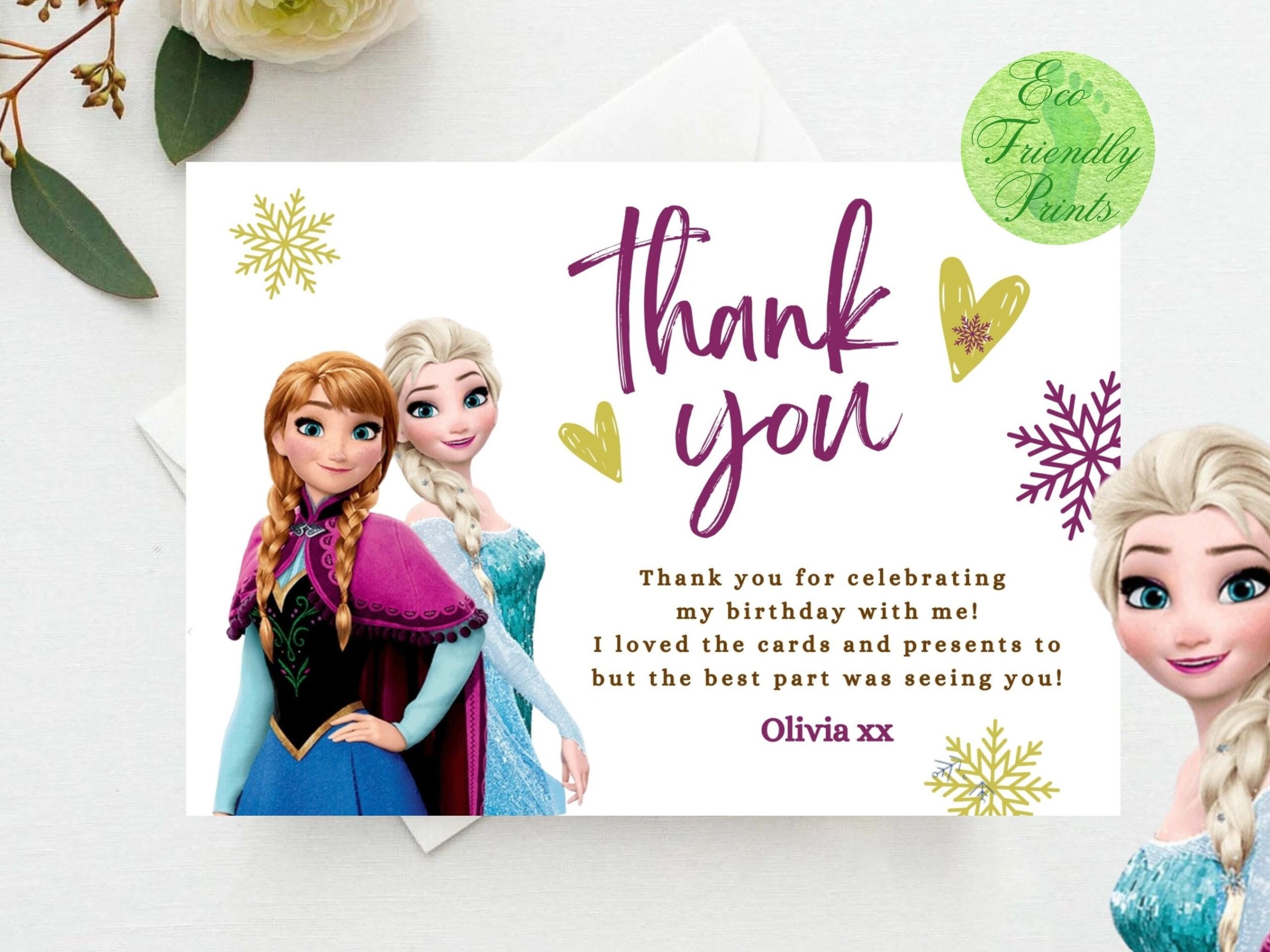 Frozen Thank You Card Template Frozen Printable Frozen Editable Thank
