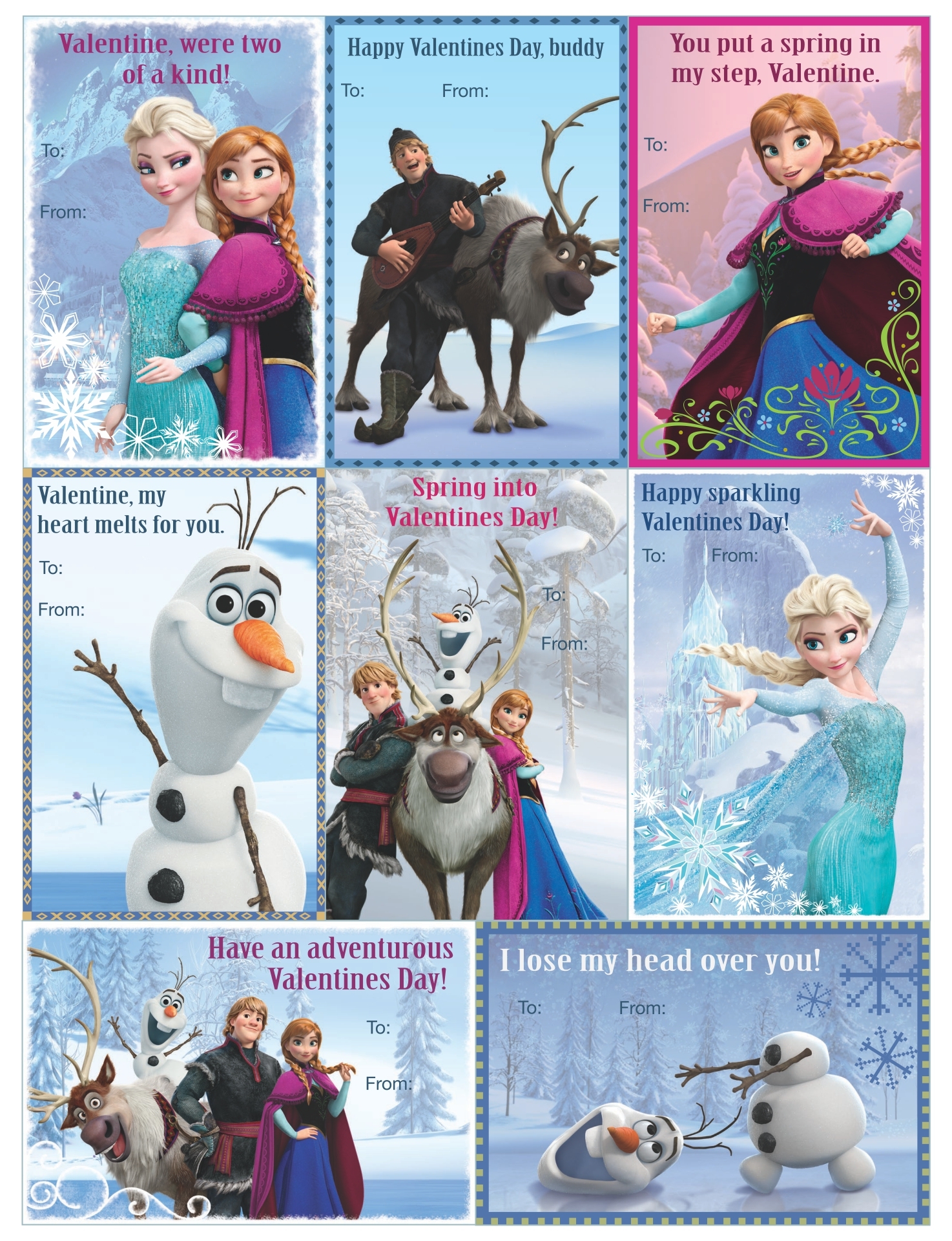 Frozen Valentine Cards 10 Free PDF Printables Printablee