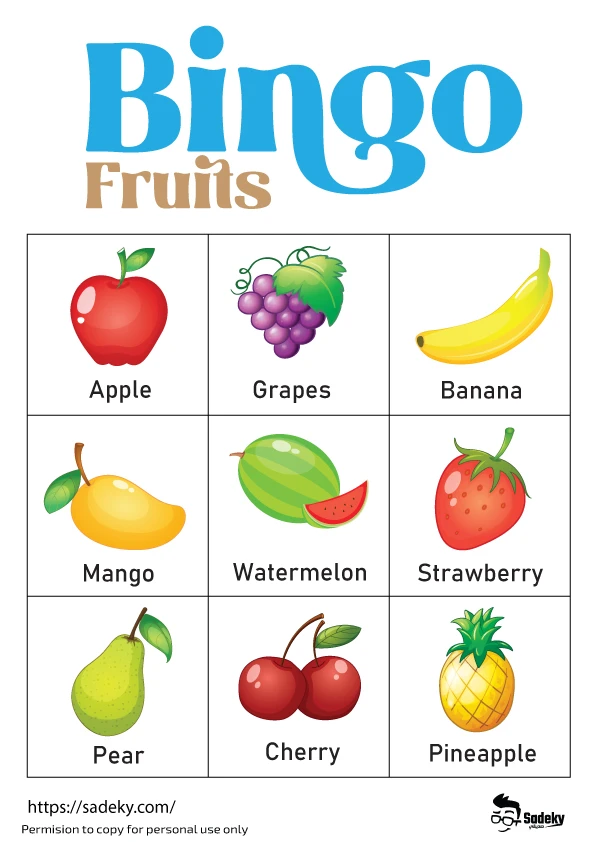 Fruit Bingo Cards MU Extension Worksheets Library