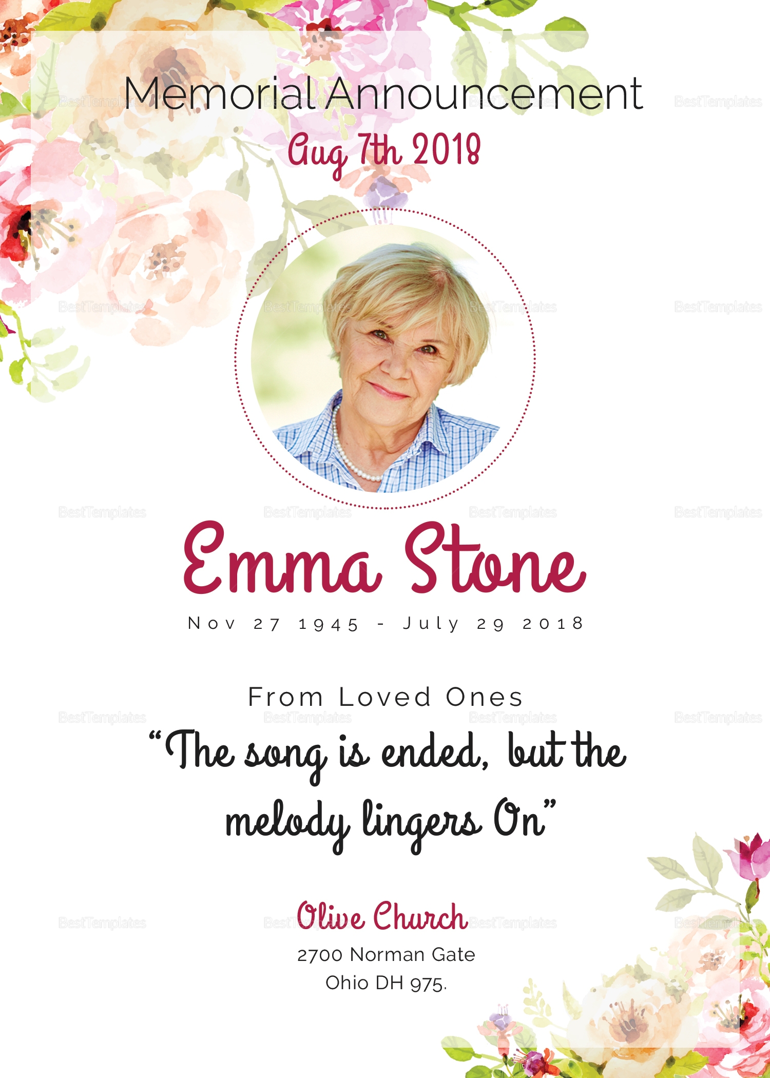 Funeral Invitation Template Word
