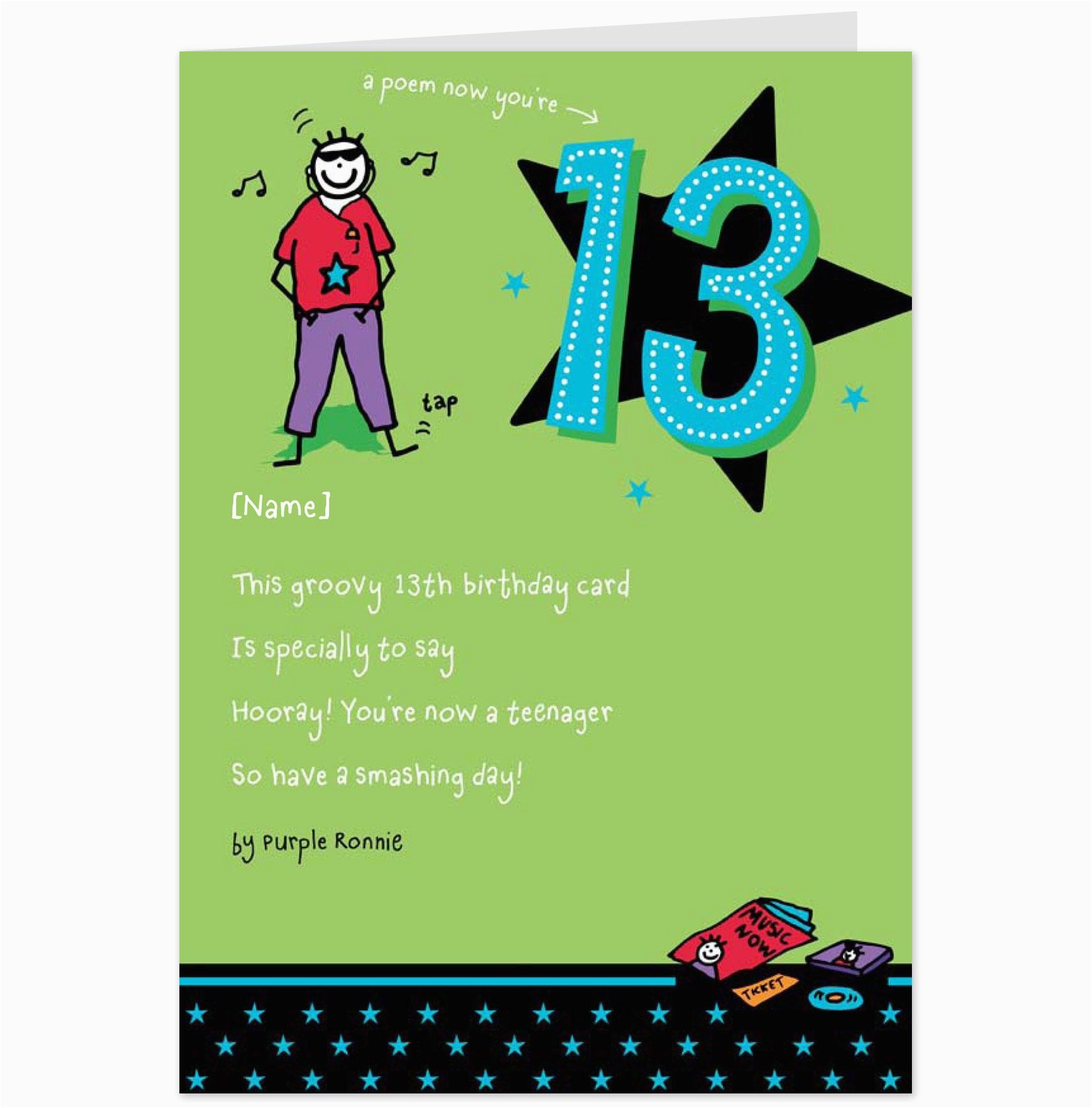 funny 13th birthday cards printable
