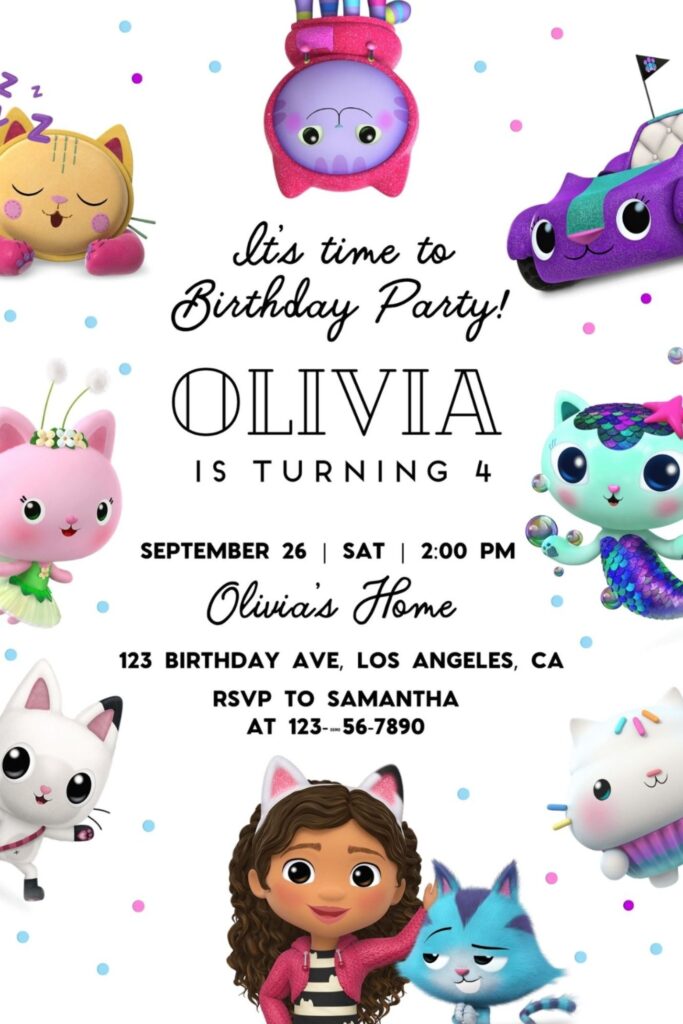Gabby 39 s Dollhouse Birthday Invitation Template Canva 5 Cat Birthday