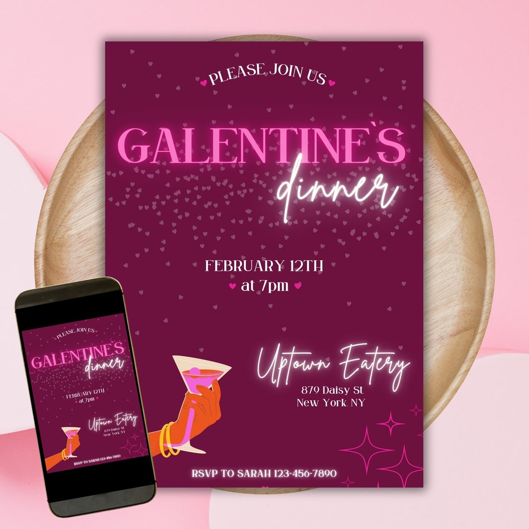Galentines Day Invitation Template Valentines Day Dinner Download 