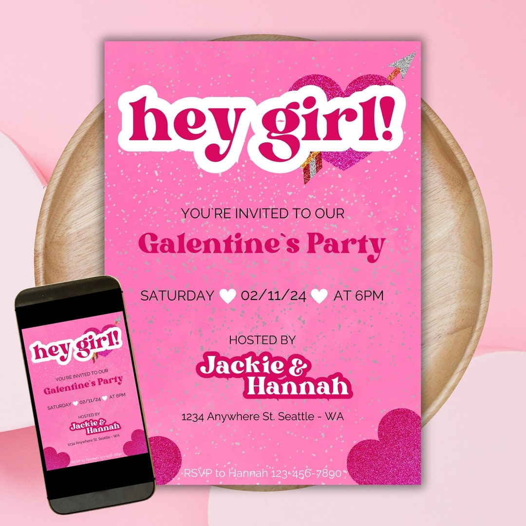 Galentines Day Invitation Template Valentines Day Download Digital 