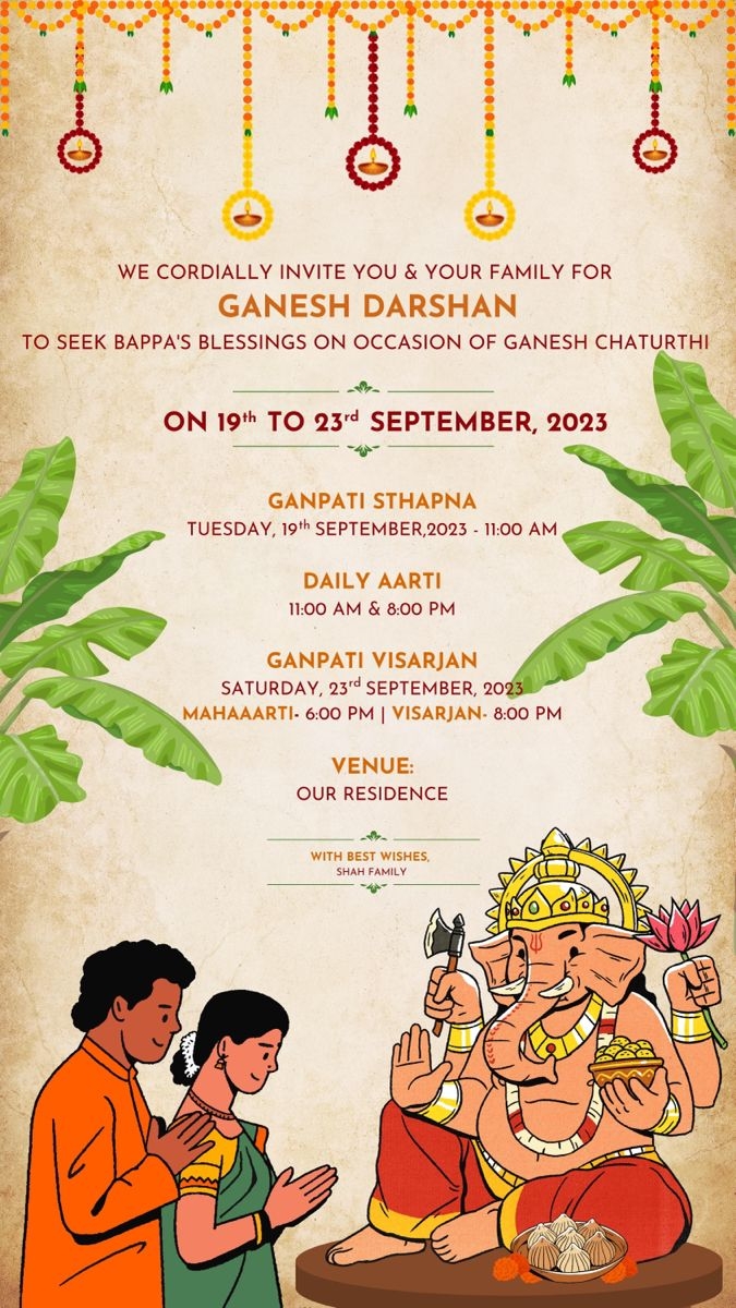 Ganeshotsav Invite ganeshchaturthi ganpatibappa digitalinvite 