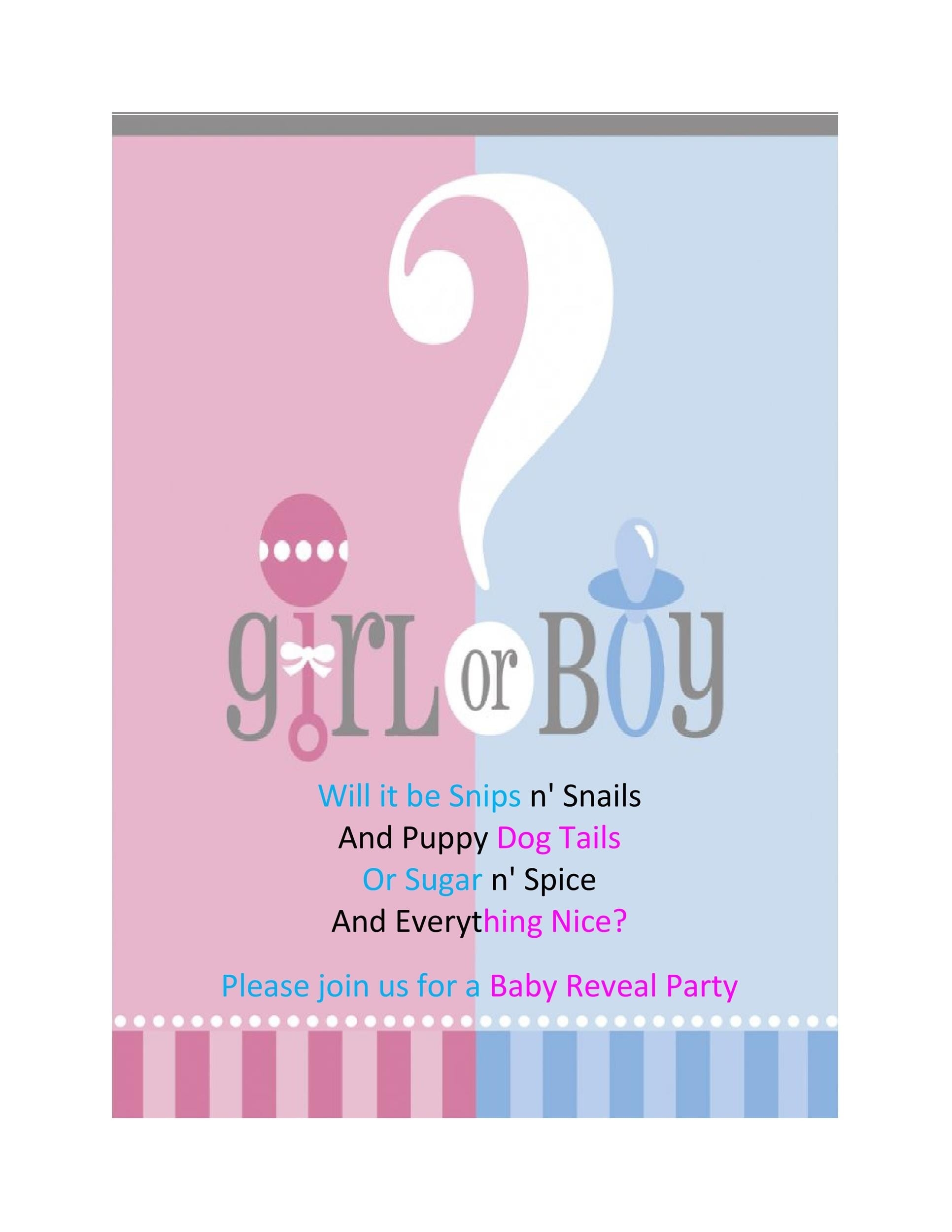 Gender Reveal Invitation Template