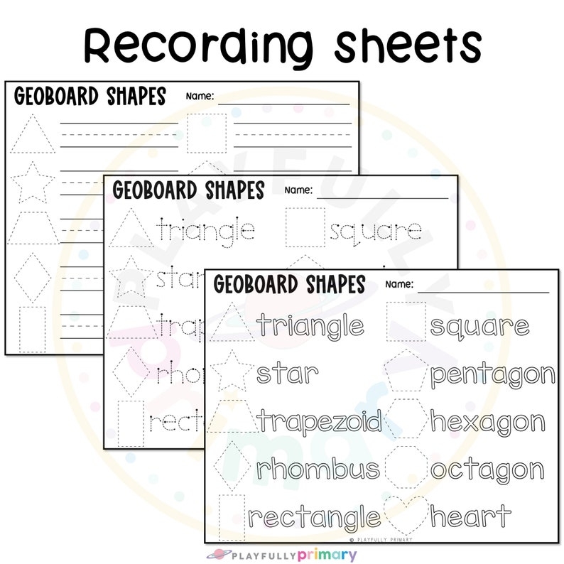 Geoboard Shape Cards Printable Geoboard Pattern Templates Etsy