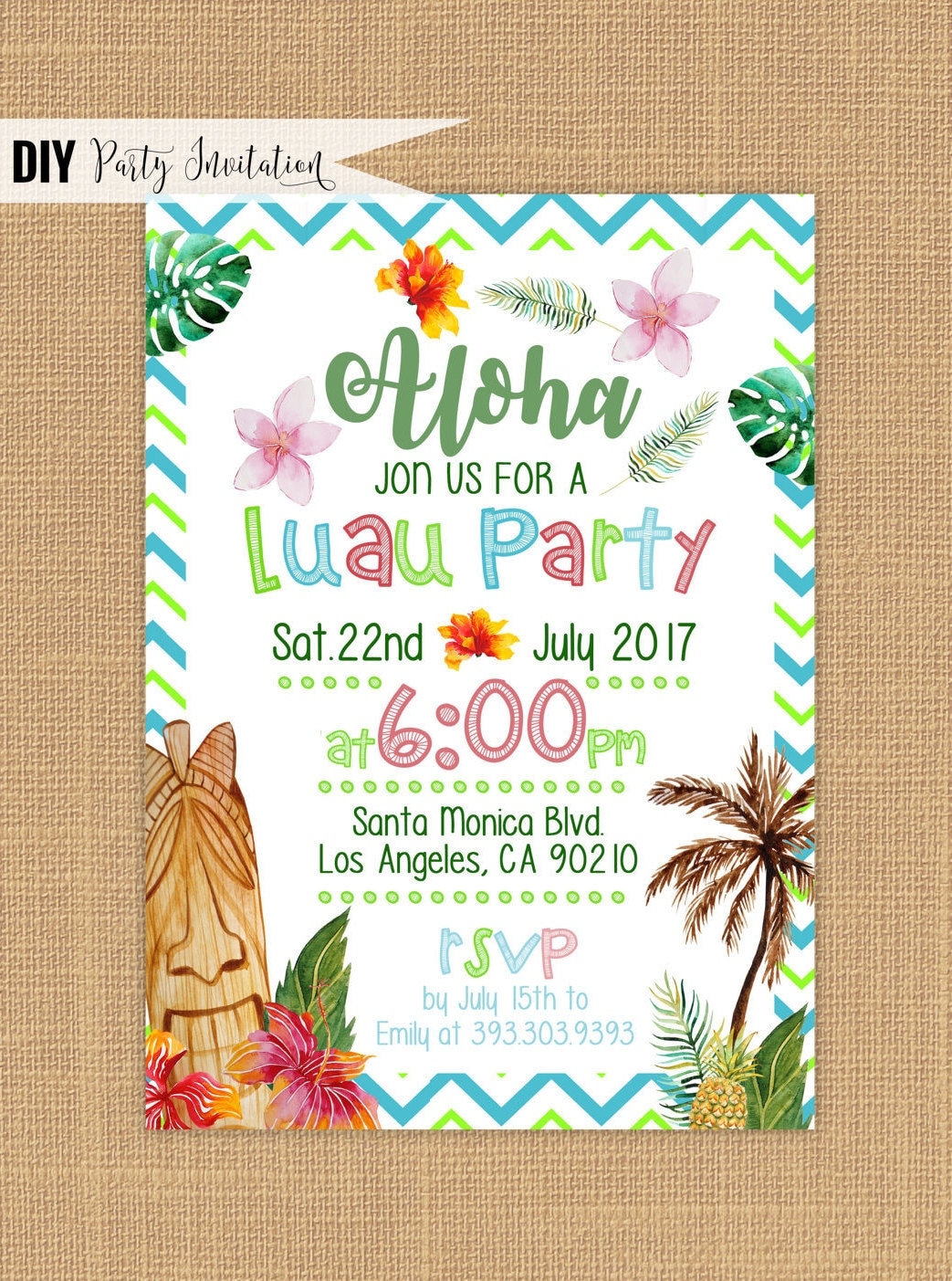 Get Luau Party Invitation Template Background US Invitation Template
