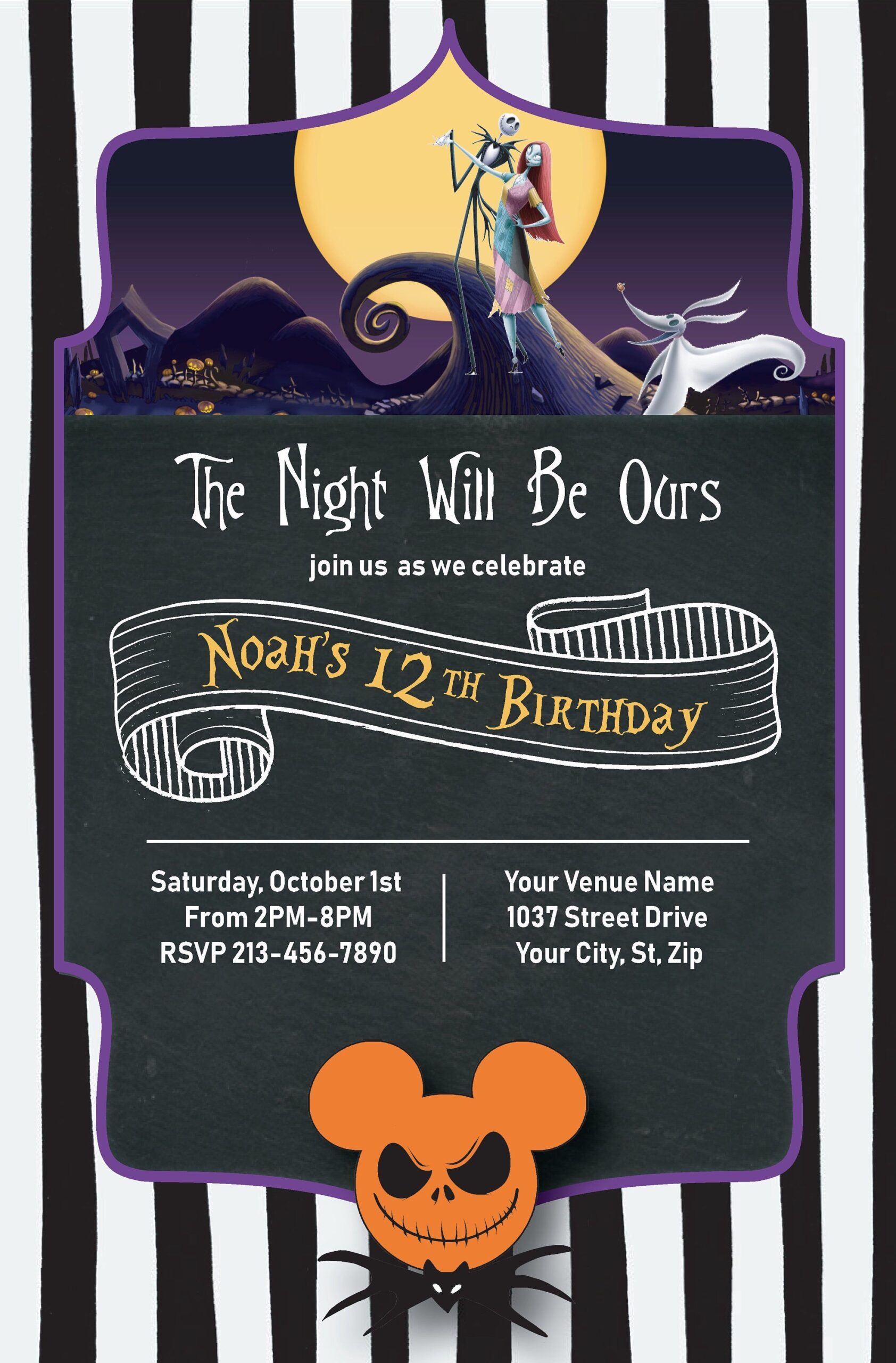 Get Nightmare Before Christmas Birthday Party Invitations Background 