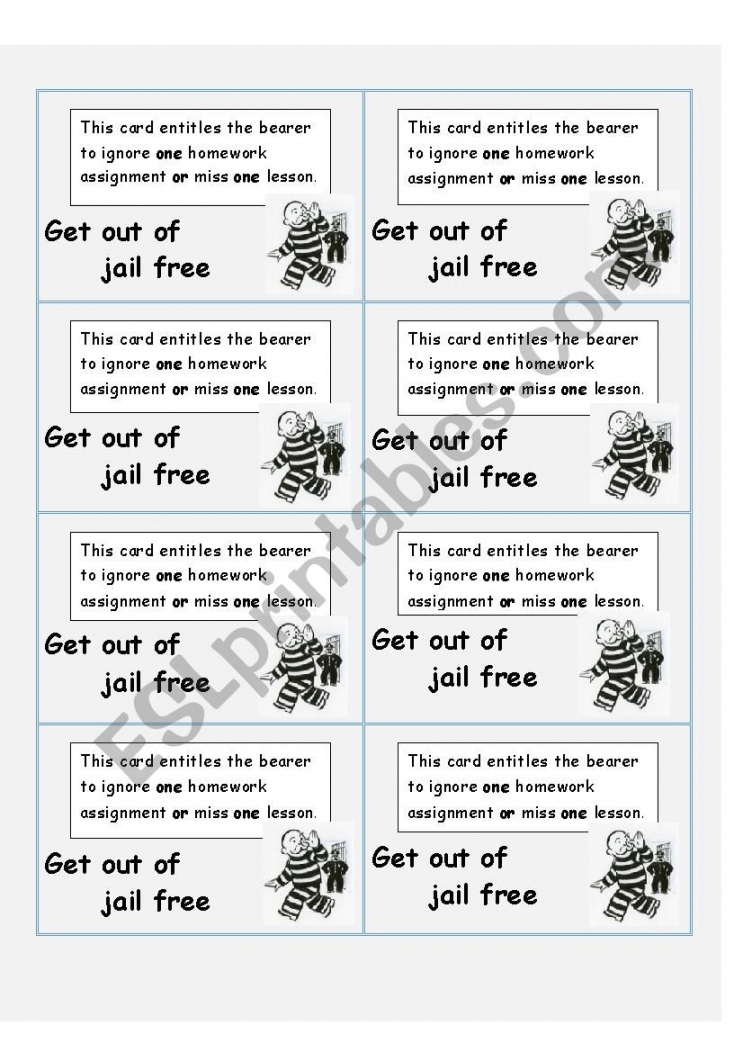 Get Out Of Jail Free Card Printable FREE Printable HQ