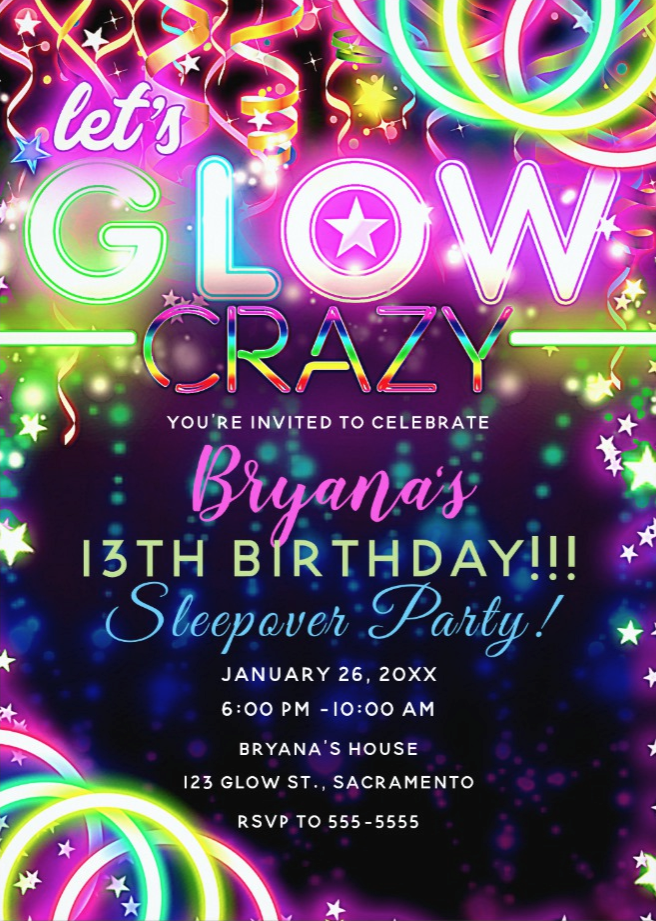 Glow Party Invitation Template Free Printable Templates Free