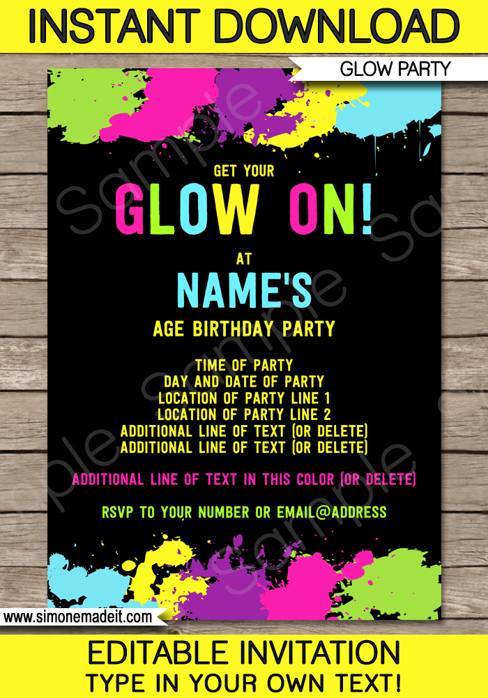 Glow Party Invite Template Modern Resume Template Word