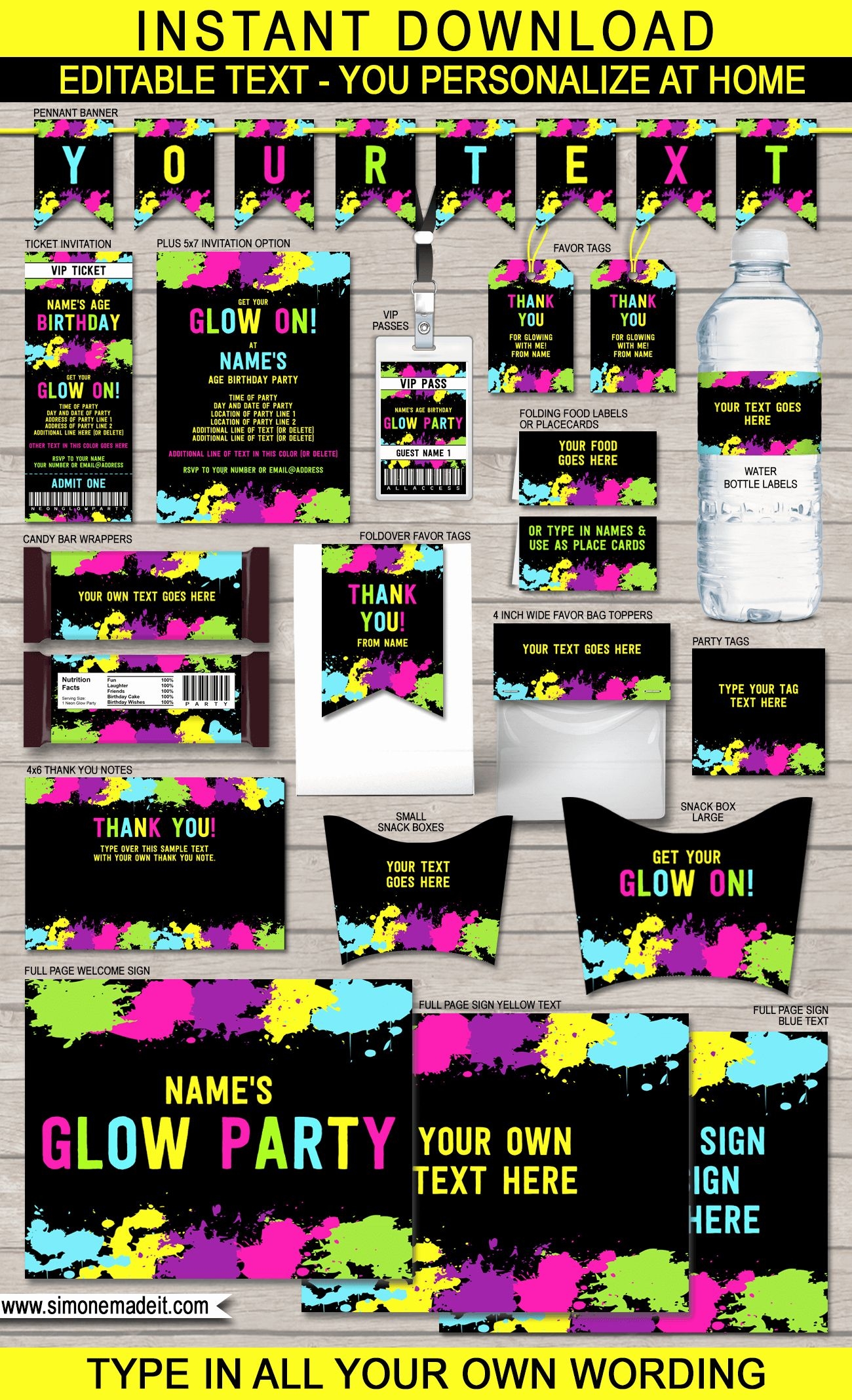 Glow Party Invite Template