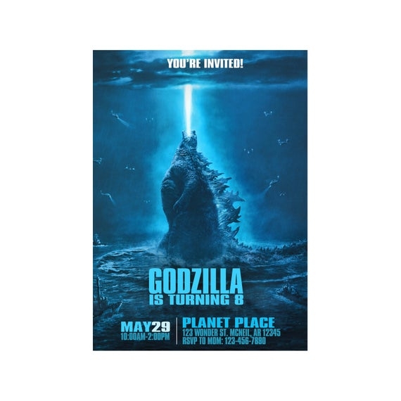 Godzilla Invitation Godzilla Birthday Invitation Godzilla Printable