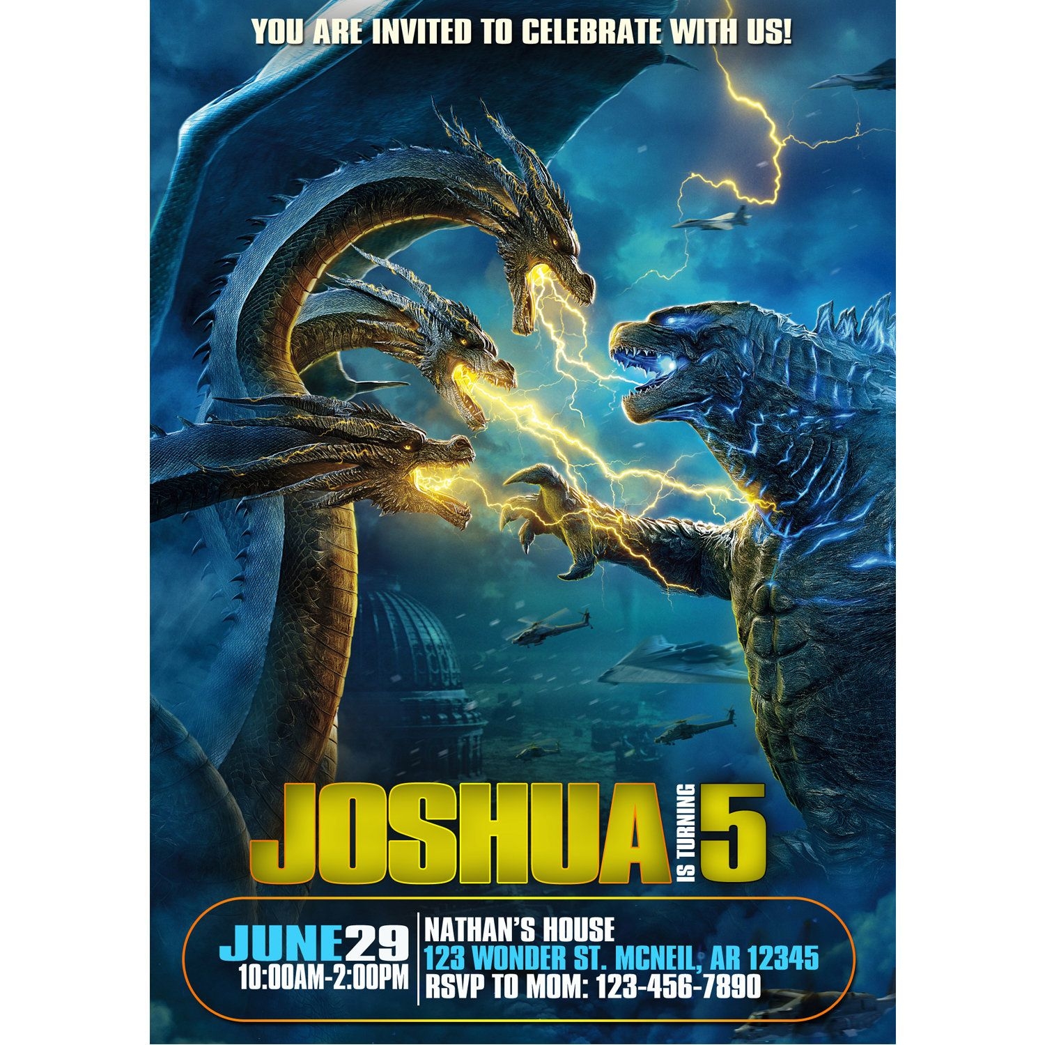 Godzilla Invitations Templates Free Social Media Template