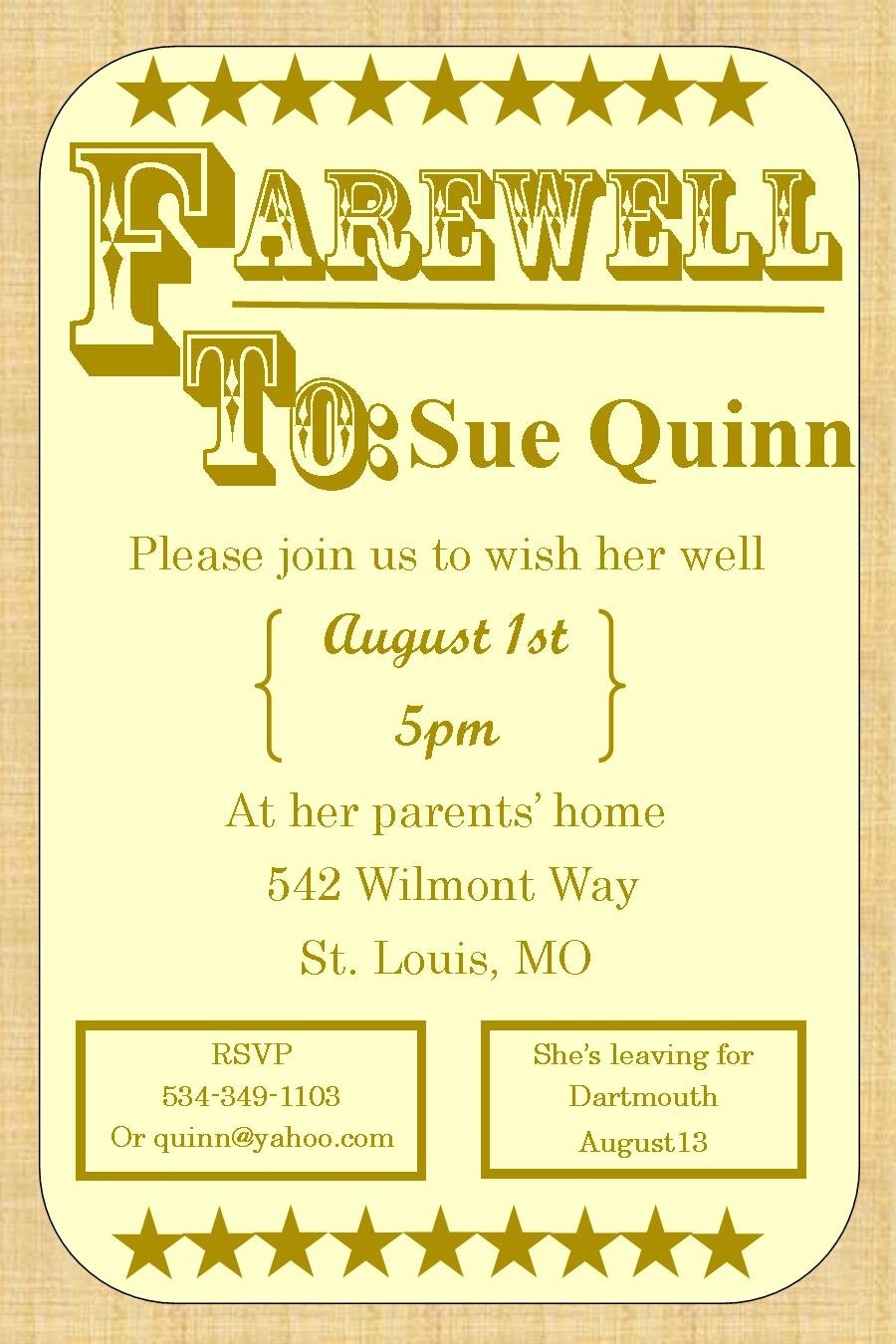 Going Away Invitation Templates