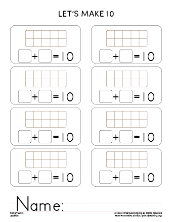 Gold Ten Frames Free Math Addition Worksheet Made By Teachers 