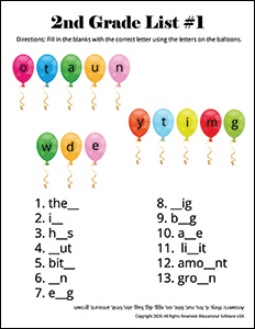 2nd grade spelling worksheets