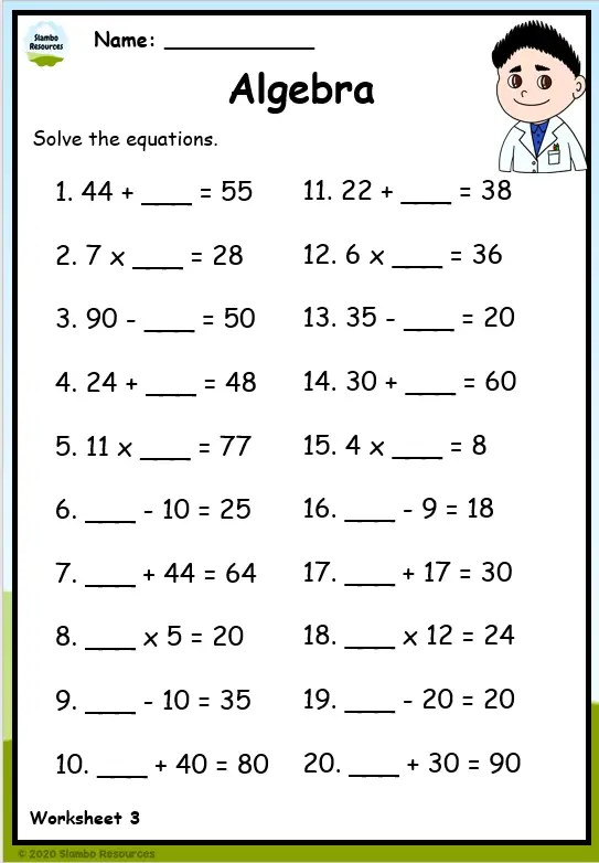 Grade 3 Algebra Worksheets Free Printables Math Worksheets 