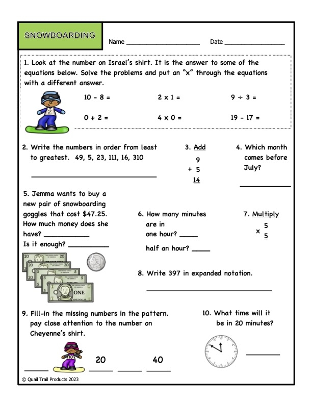 Grade 3 Math Worksheets Sports Theme Worksheets Library