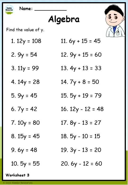 Grade 5 Algebra Worksheets Free Math Worksheets Worksheets Library