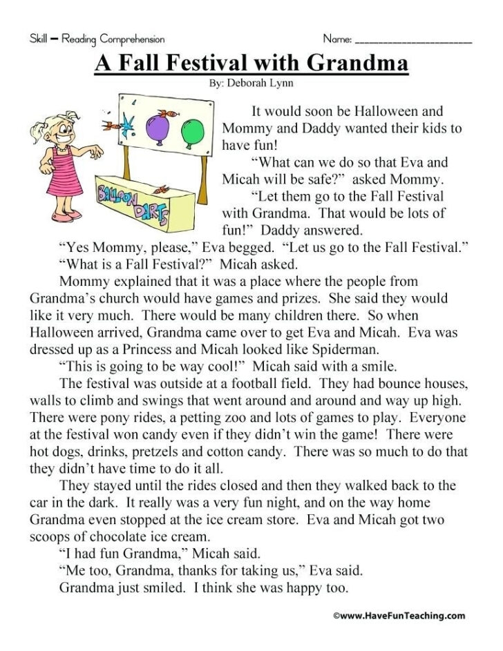 Grade 7 Short Stories With Comprehension Questions Reading