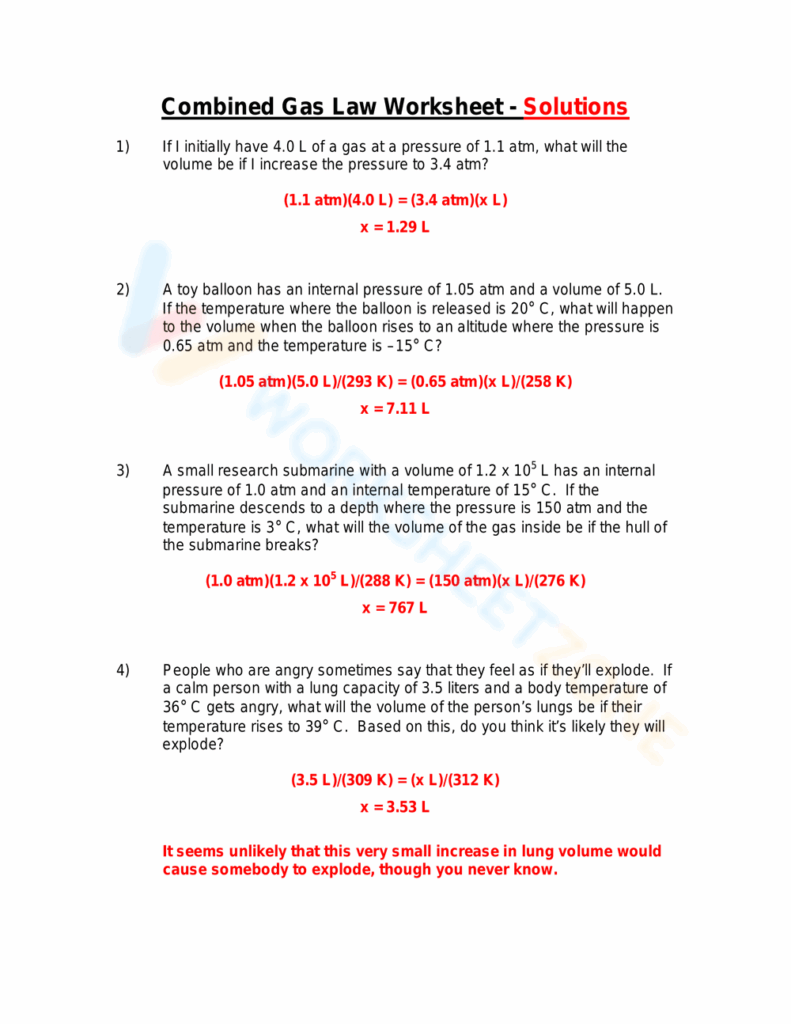 Grade 9 Gas Law Worksheets 2024 Worksheets Library