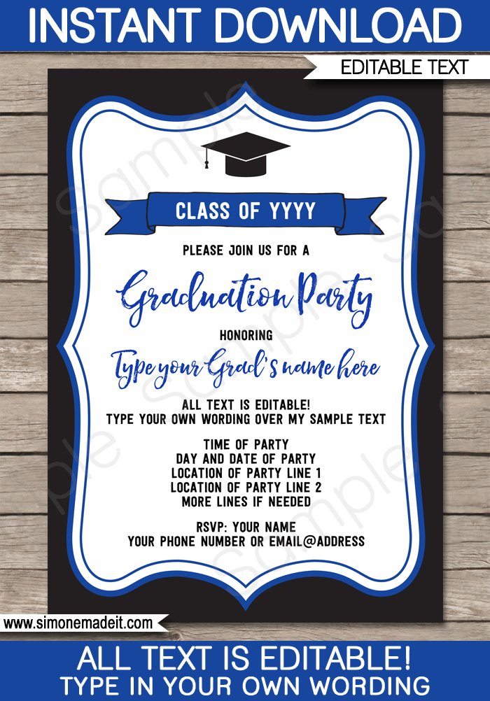 Graduation Party Invitations Template Printable Graduation Invite