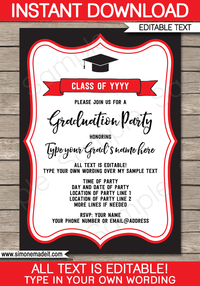 Graduation Party Invitations Template Printable Graduation Invite