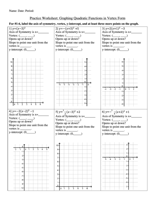 Graphing Quadratic Equations Worksheet Pdf Quadraticworksheet