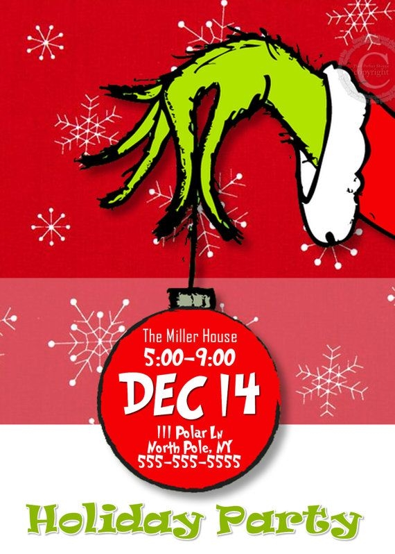 Grinch Christmas Party Invitation Template Social Media Template
