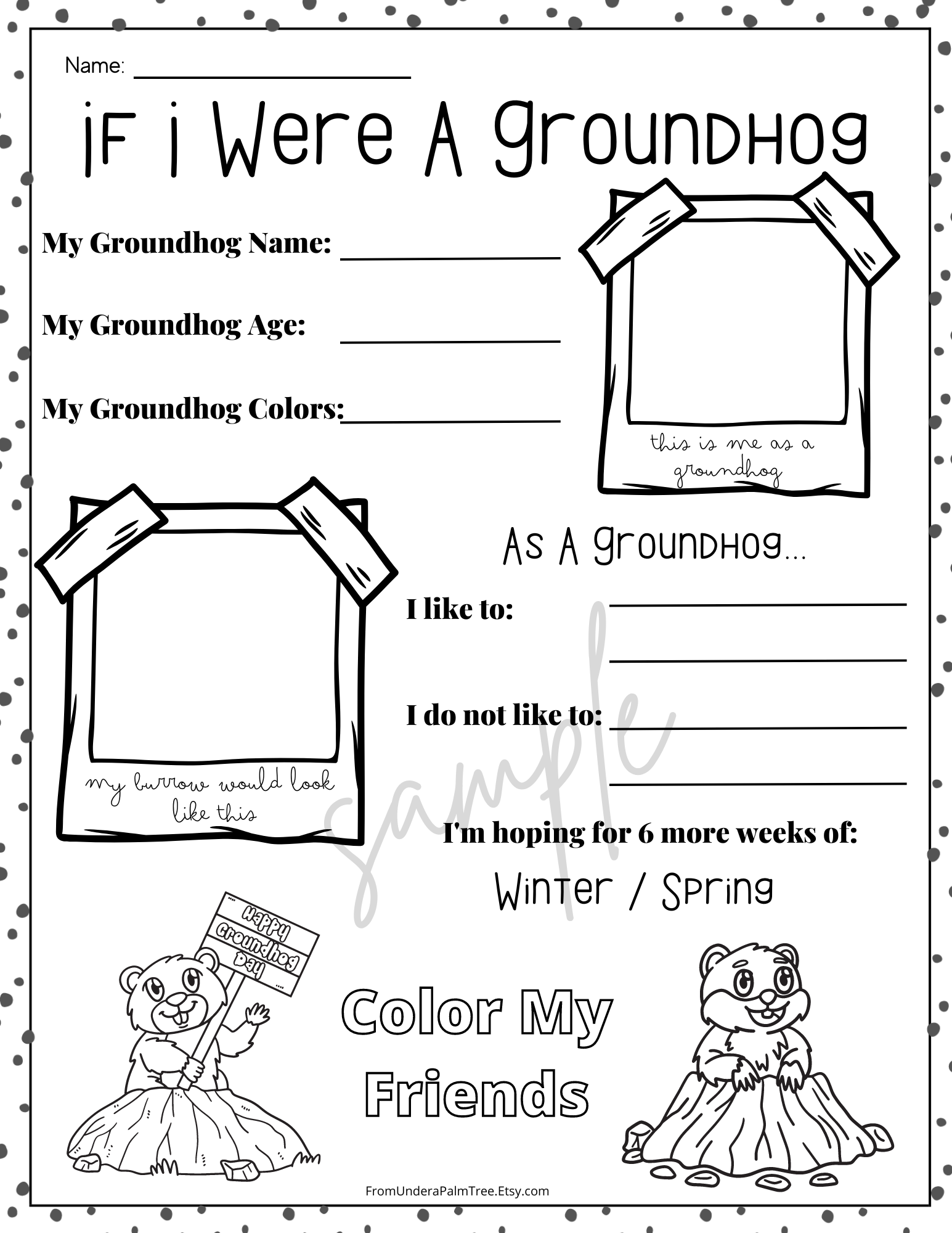 printable groundhog pictures