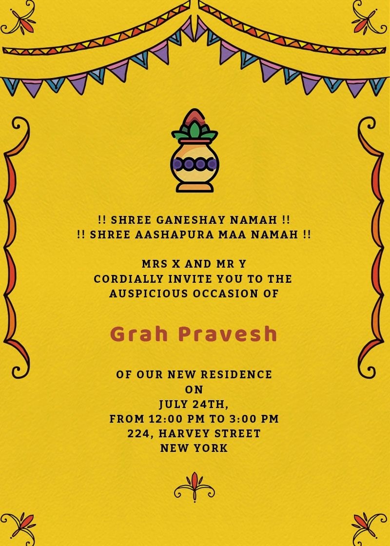 Gruhapravesam Invitation Template Social Media Template