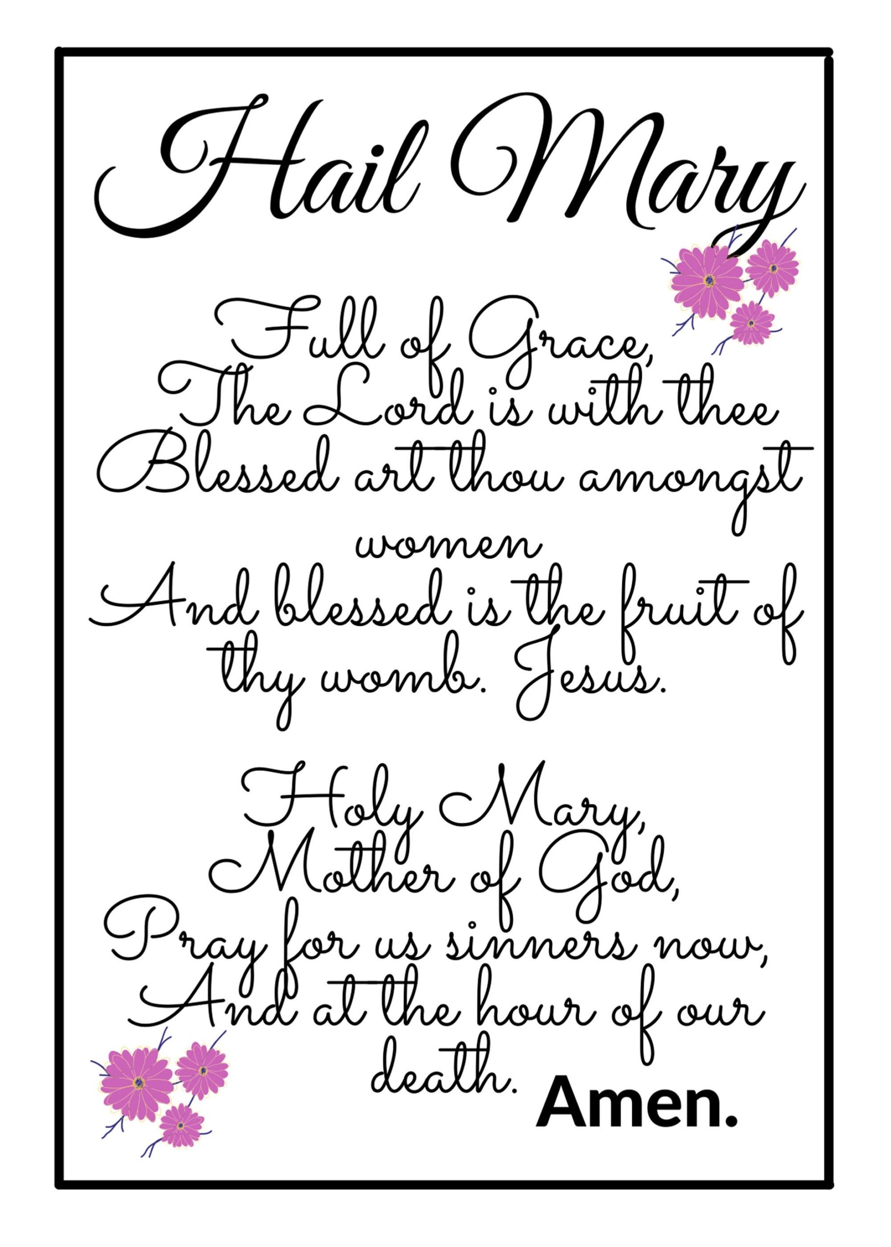 hail mary printable prayer card