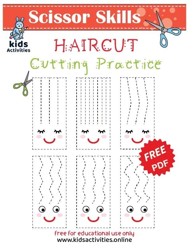 Haircut Scissor Skills Worksheets Free Printable