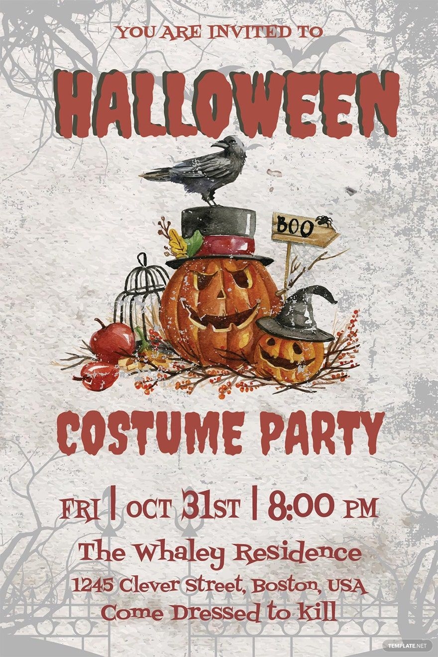 Halloween Costume Party Invitation Template In PSD Word Publisher 
