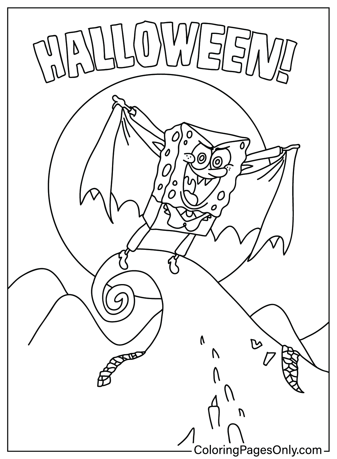 Halloween Spongebob Color Page Free Printable Coloring Pages