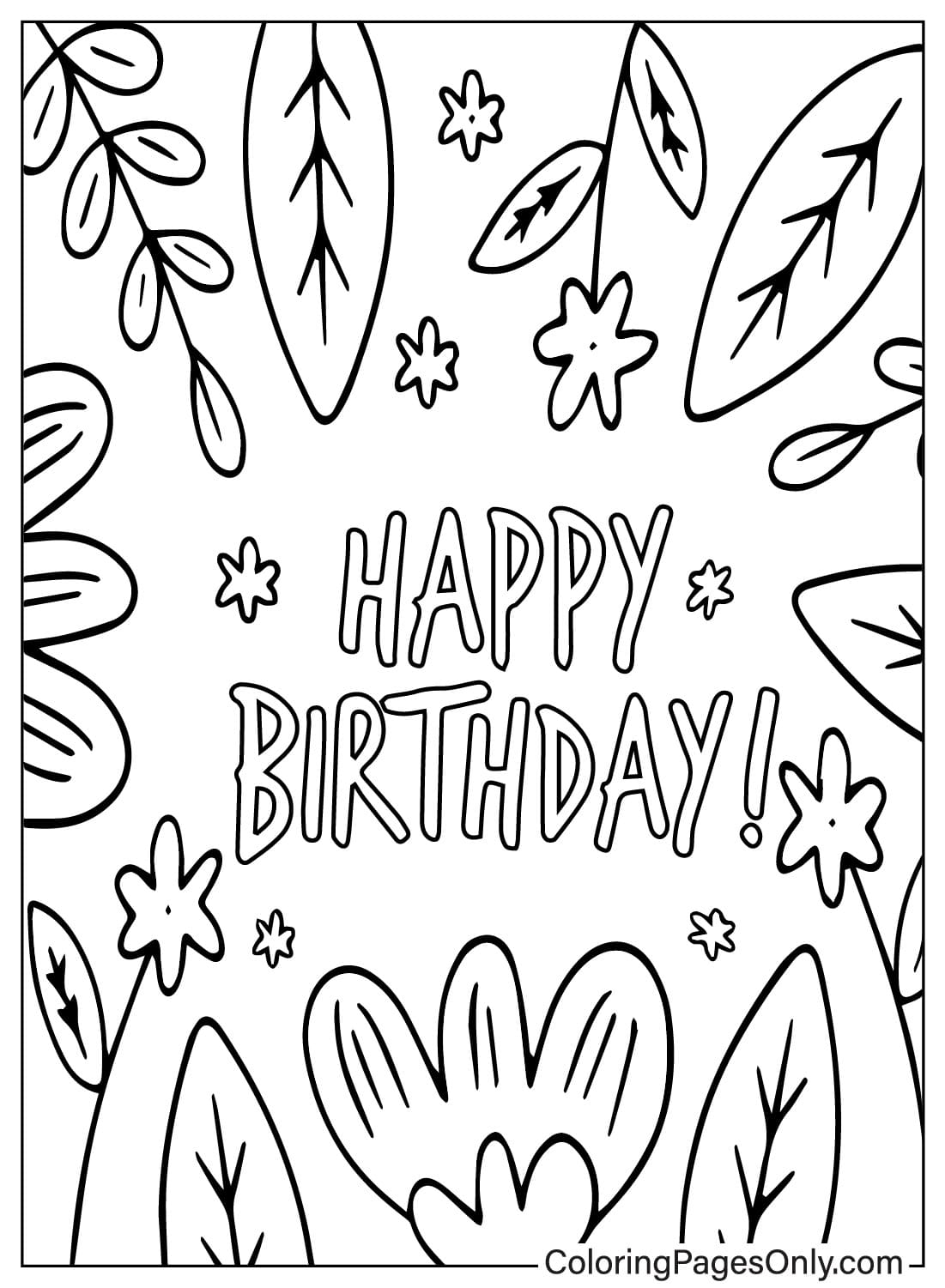 happy birthday card coloring pages printable