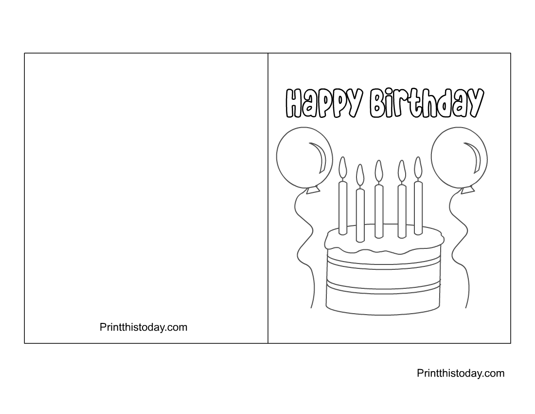Happy Birthday Coloring Cards Printable