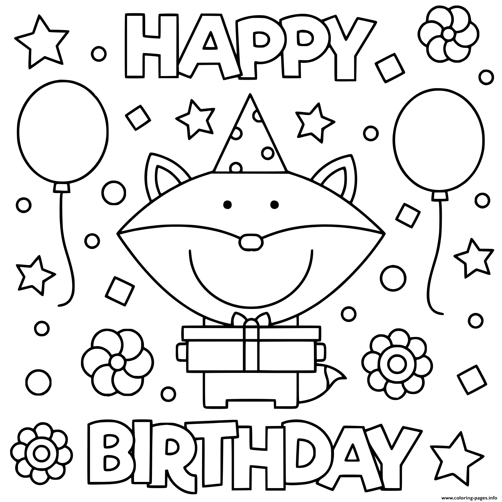 happy birthday coloring cards printable