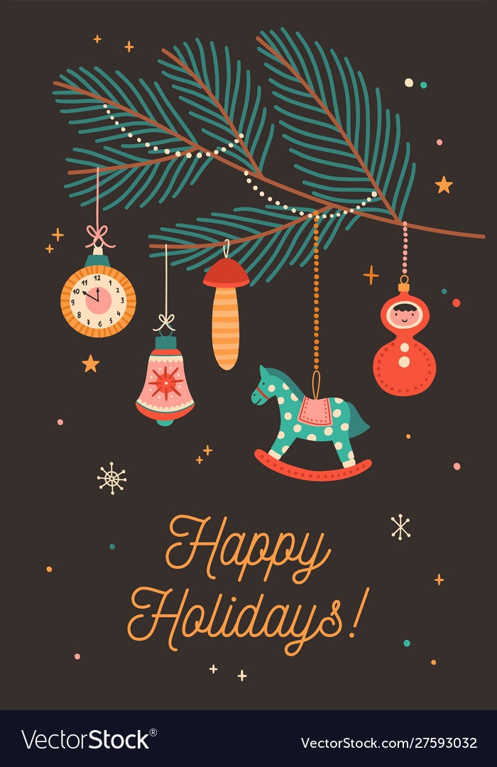 Happy Holidays Greeting Cards Template Royalty Free Vector