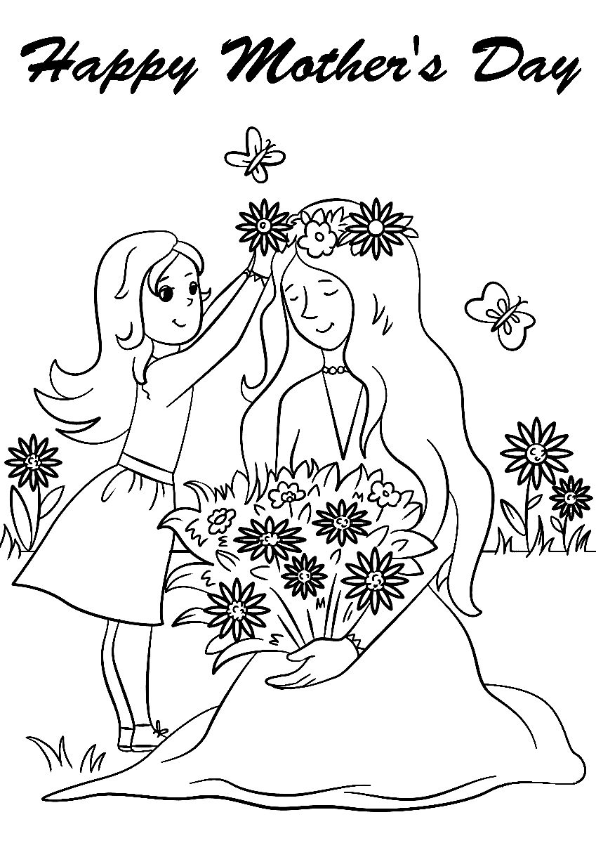 Happy Mother's Day Coloring Page